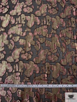 J Mendel Italian Metallic Abstract Fil Coupé Silk Chiffon - Gold / Metallic Pink / Black -Fabrics And Fabrics Store 16666 4