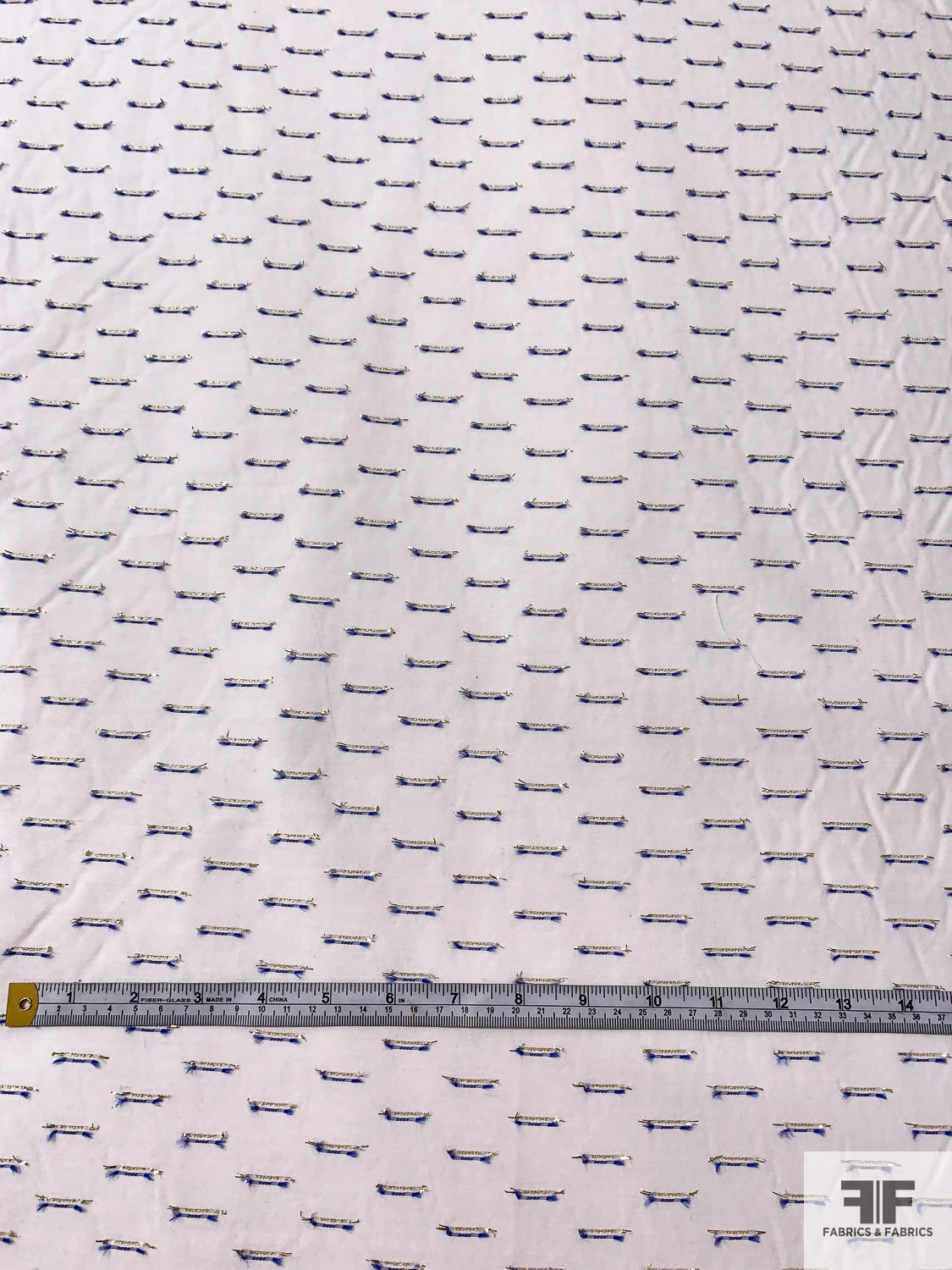 French Novelty Metallic Detailed Cotton Shirting - White / Blue / Gold 7 French Novelty Metallic Detailed Cotton Shirting - White / Blue / Gold - Image 5