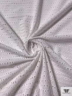 Made In Spain Circles Embroidered Eyelet Cotton Voile - White