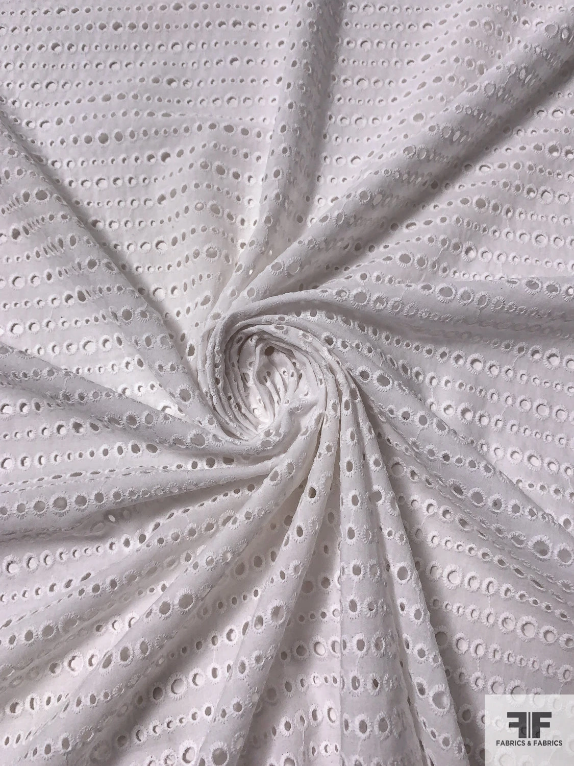 Made In Spain Circles Embroidered Eyelet Cotton Voile - White 3 Made In Spain Circles Embroidered Eyelet Cotton Voile - White