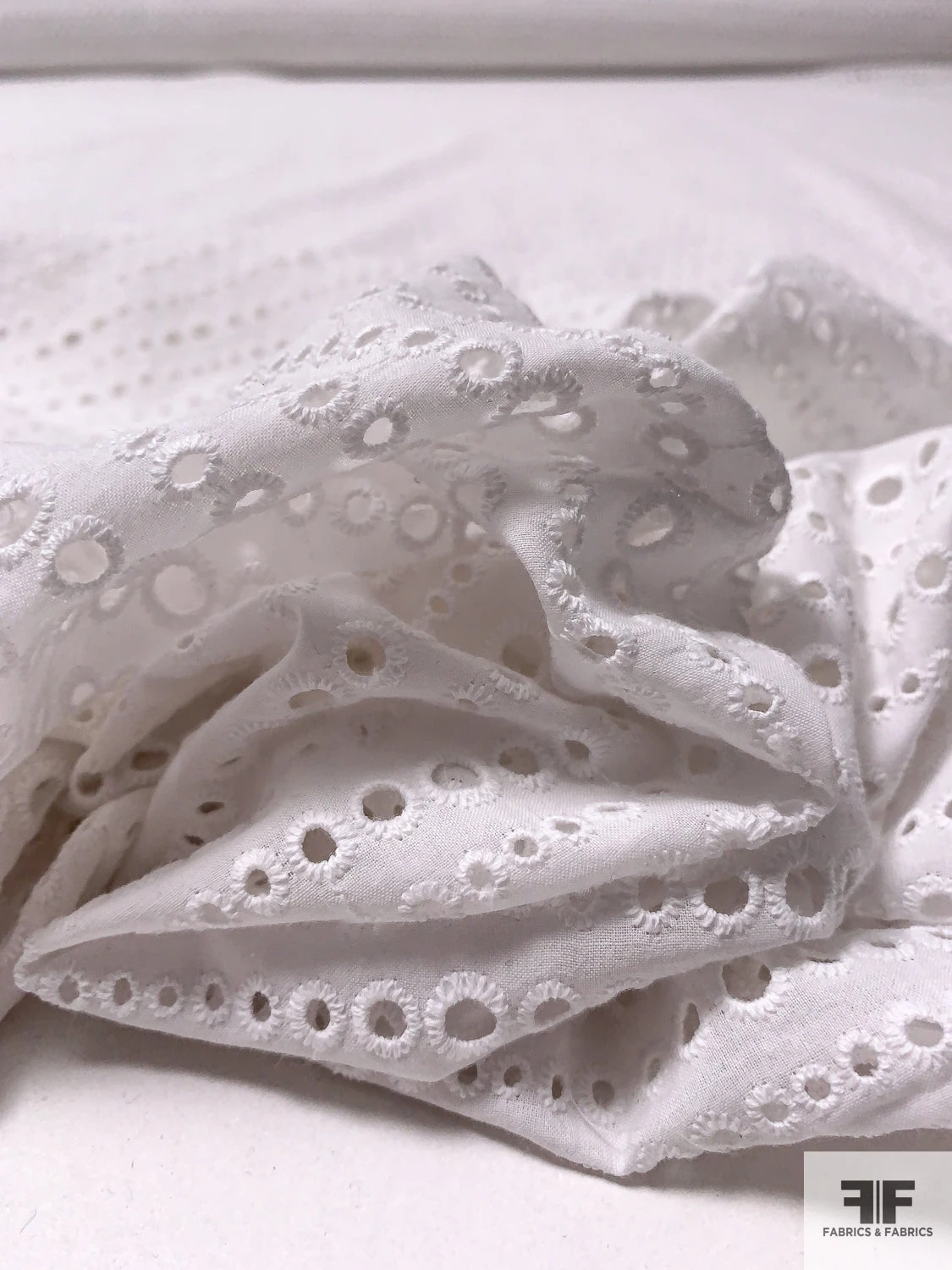 Made In Spain Circles Embroidered Eyelet Cotton Voile - White 10 Made In Spain Circles Embroidered Eyelet Cotton Voile - White - Image 8