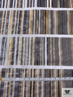 Italian Gradient Lines Raffia-Like Lamé Brocade - Gold / Silver / Light Grey / Dark Grey -Fabrics And Fabrics Store 16956 5