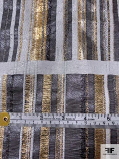 Italian Gradient Lines Raffia-Like Lamé Brocade - Gold / Silver / Light Grey / Dark Grey -Fabrics And Fabrics Store 16956 6