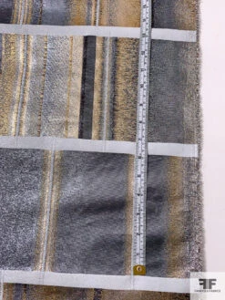 Italian Gradient Lines Raffia-Like Lamé Brocade - Gold / Silver / Light Grey / Dark Grey -Fabrics And Fabrics Store 16956 7