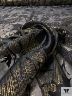Lurex Pinstriped Floral Silk Chiffon Burnout - Black / Gold 13 Lurex Pinstriped Floral Silk Chiffon Burnout - Black / Gold -Fabrics And Fabrics Store 16963 3