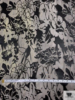 Lurex Pinstriped Floral Silk Chiffon Burnout - Black / Gold 15 Lurex Pinstriped Floral Silk Chiffon Burnout - Black / Gold -Fabrics And Fabrics Store 16963 5