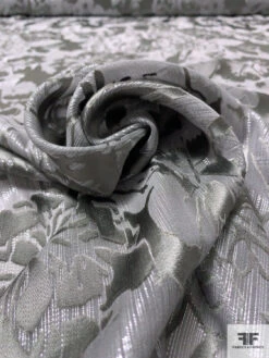 Lurex Pinstriped Floral Silk Chiffon Burnout - Grey / Silver 12 Lurex Pinstriped Floral Silk Chiffon Burnout - Grey / Silver -Fabrics And Fabrics Store 16964 3