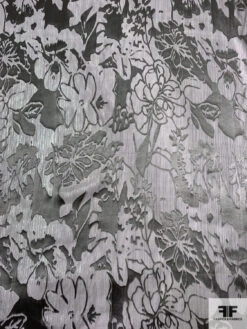 Lurex Pinstriped Floral Silk Chiffon Burnout - Grey / Silver 13 Lurex Pinstriped Floral Silk Chiffon Burnout - Grey / Silver -Fabrics And Fabrics Store 16964 4