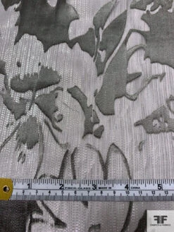 Lurex Pinstriped Floral Silk Chiffon Burnout - Grey / Silver 15 Lurex Pinstriped Floral Silk Chiffon Burnout - Grey / Silver -Fabrics And Fabrics Store 16964 6