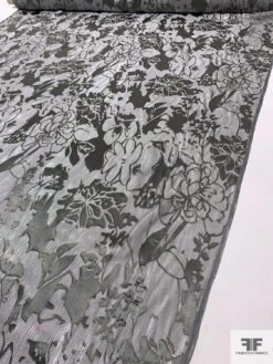 Lurex Pinstriped Floral Silk Chiffon Burnout - Grey / Silver 16 Lurex Pinstriped Floral Silk Chiffon Burnout - Grey / Silver -Fabrics And Fabrics Store 16964 7