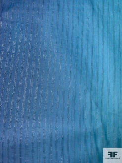 Lurex Pinstriped Ombré Printed Silk Chiffon - Blue / Silver / Gold 15 Lurex Pinstriped Ombré Printed Silk Chiffon - Blue / Silver / Gold -Fabrics And Fabrics Store 16965 4