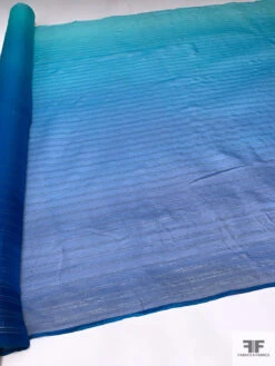 Lurex Pinstriped Ombré Printed Silk Chiffon - Blue / Silver / Gold 18 Lurex Pinstriped Ombré Printed Silk Chiffon - Blue / Silver / Gold -Fabrics And Fabrics Store 16965 8