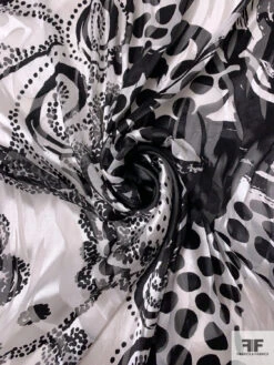 Multi-Pattern Printed Burnout Silk Chiffon - Black / Off-White 13 Multi-Pattern Printed Burnout Silk Chiffon - Black / Off-White -Fabrics And Fabrics Store 16983 1