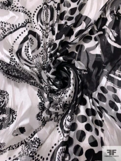 Multi-Pattern Printed Burnout Silk Chiffon - Black / Off-White 12 Multi-Pattern Printed Burnout Silk Chiffon - Black / Off-White -Fabrics And Fabrics Store 16983 2
