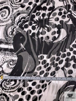 Multi-Pattern Printed Burnout Silk Chiffon - Black / Off-White 15 Multi-Pattern Printed Burnout Silk Chiffon - Black / Off-White -Fabrics And Fabrics Store 16983 5