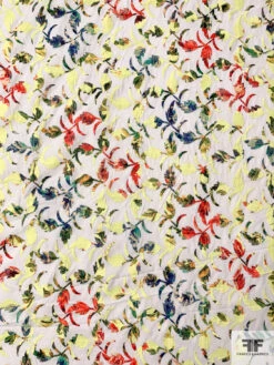 Leaf Vine Embroidered And Printed Cotton Lawn - Yellow / Multicolor -Fabrics And Fabrics Store 16988 4