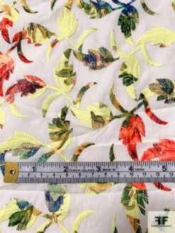 Leaf Vine Embroidered And Printed Cotton Lawn - Yellow / Multicolor -Fabrics And Fabrics Store 16988 6