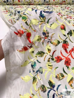 Leaf Vine Embroidered And Printed Cotton Lawn - Yellow / Multicolor -Fabrics And Fabrics Store 16988 8