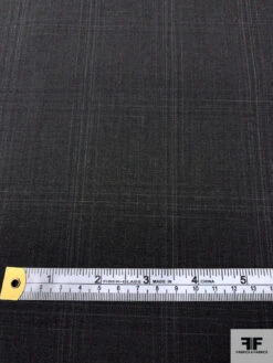 Italian Windowpane Plaid Wool Suiting - Darkest Grey -Fabrics And Fabrics Store 17015 6