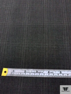 Italian Windowpane Plaid Wool Suiting - Dark Grey -Fabrics And Fabrics Store 17016 6