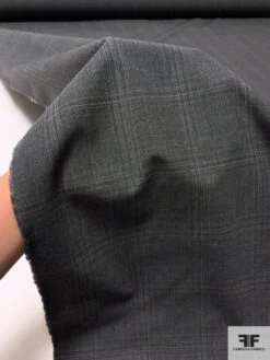 Italian Windowpane Plaid Wool Suiting - Dark Grey -Fabrics And Fabrics Store 17016 8