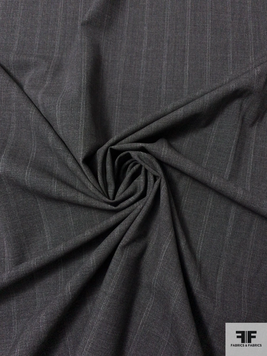 Italian Vertical Striped Wool Suiting - Dark Grey 3 Italian Vertical Striped Wool Suiting - Dark Grey