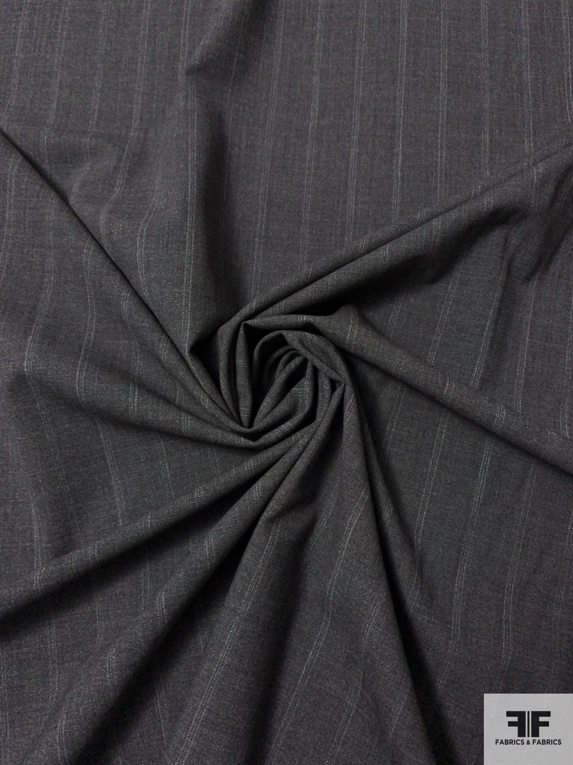 Italian Vertical Striped Wool Suiting - Dark Grey 5 Italian Vertical Striped Wool Suiting - Dark Grey - Image 3