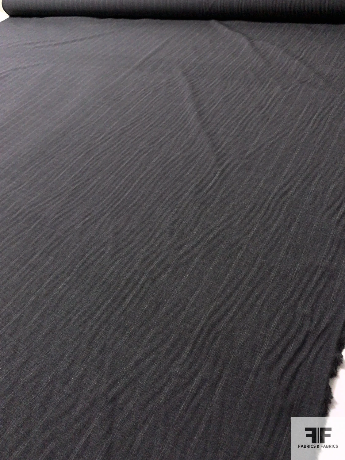 Italian Vertical Striped Wool Suiting - Dark Grey 8 Italian Vertical Striped Wool Suiting - Dark Grey - Image 6