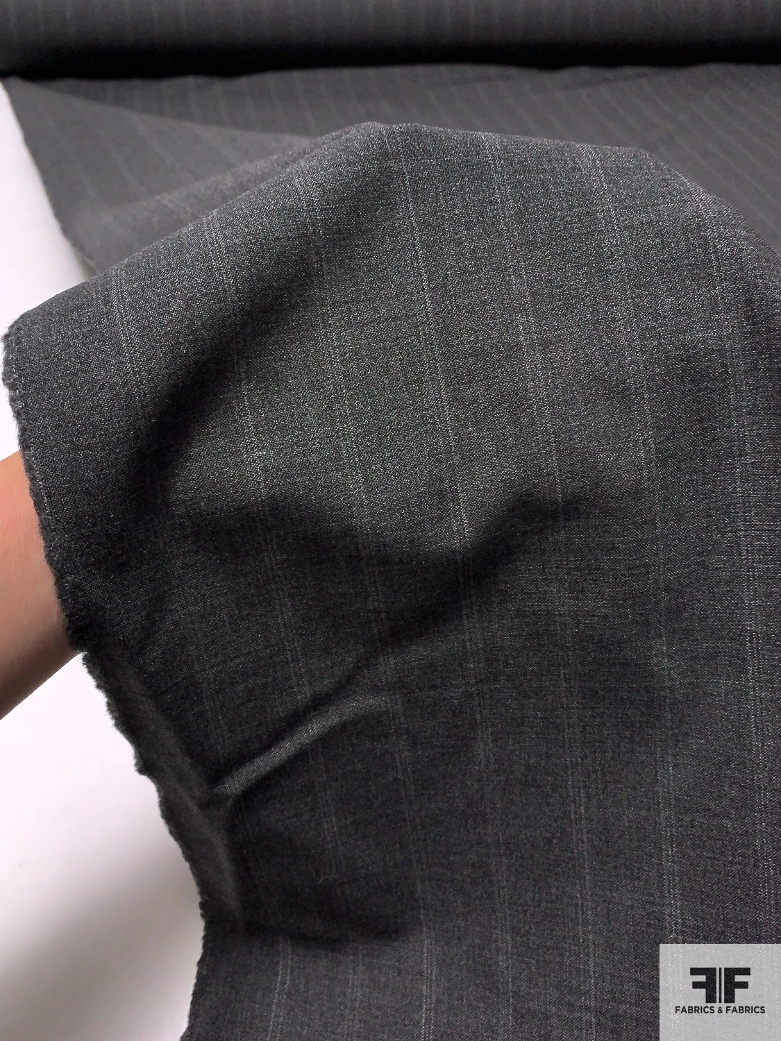 Italian Vertical Striped Wool Suiting - Dark Grey 9 Italian Vertical Striped Wool Suiting - Dark Grey - Image 7