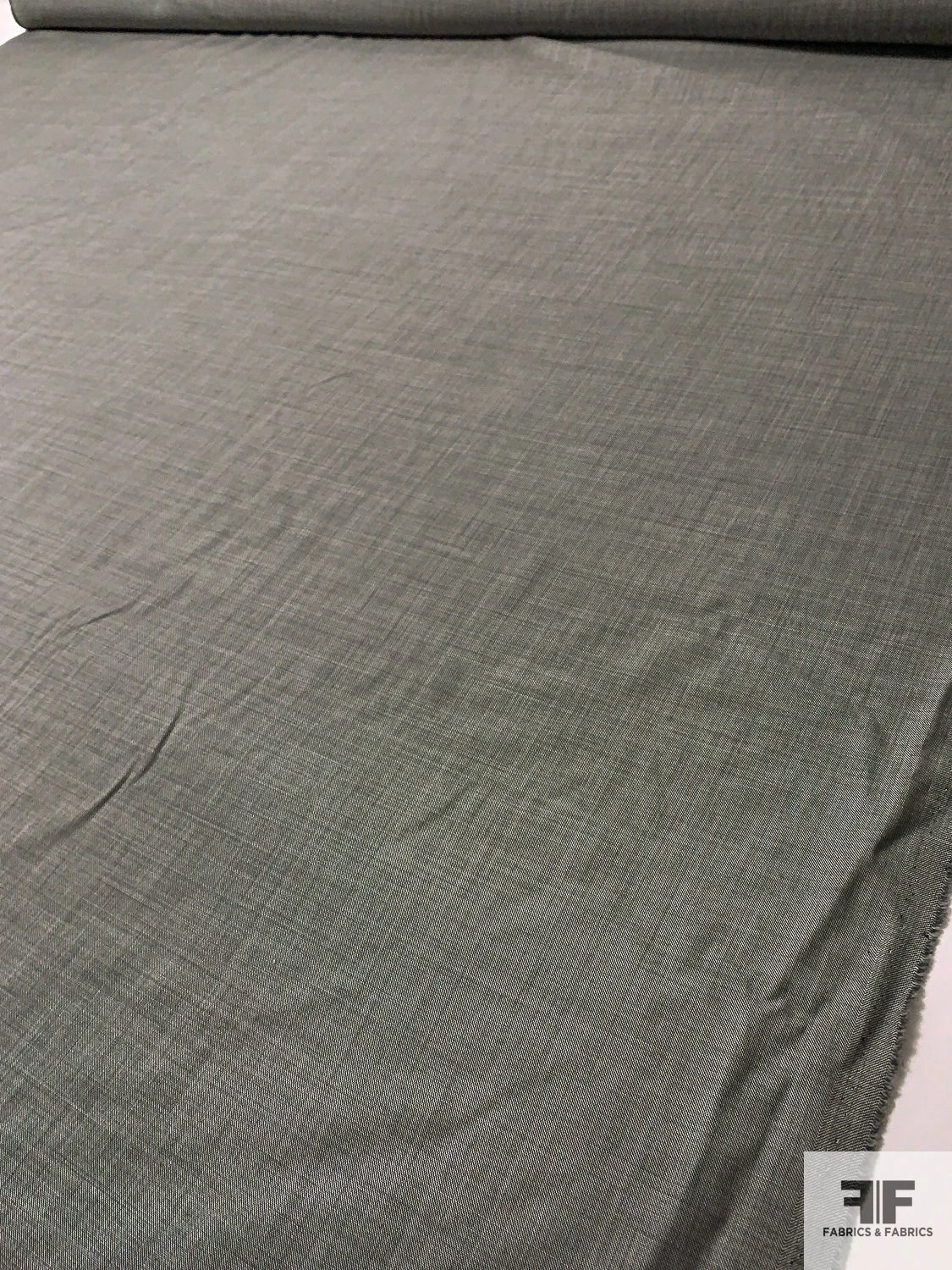 Italian Solid Traditional Wool Suiting - Black / Off-White 8 Italian Solid Traditional Wool Suiting - Black / Off-White - Image 6