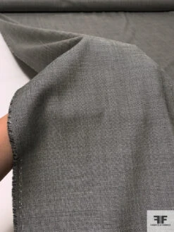 Italian Solid Traditional Wool Suiting - Black / Off-White