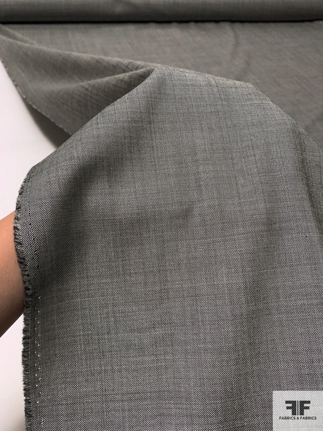 Italian Solid Traditional Wool Suiting - Black / Off-White 3 Italian Solid Traditional Wool Suiting - Black / Off-White