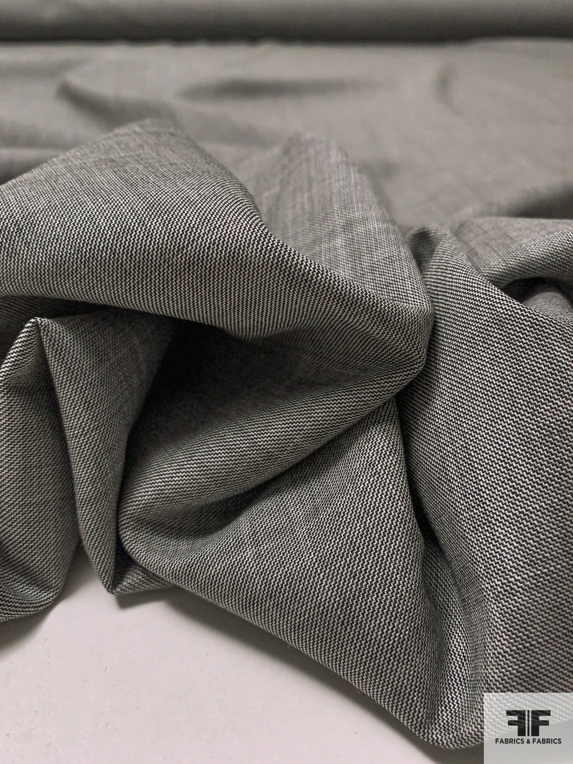 Italian Solid Traditional Wool Suiting - Black / Off-White 9 Italian Solid Traditional Wool Suiting - Black / Off-White - Image 7