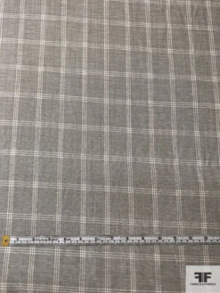 Italian Windowpane Plaid Wool And Linen Suiting - Grey / Off-White 16 Italian Windowpane Plaid Wool And Linen Suiting - Grey / Off-White -Fabrics And Fabrics Store 17020 5
