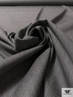 Italian Virgin Wool Blend Dobby Stretch Suiting - Black / Off-White