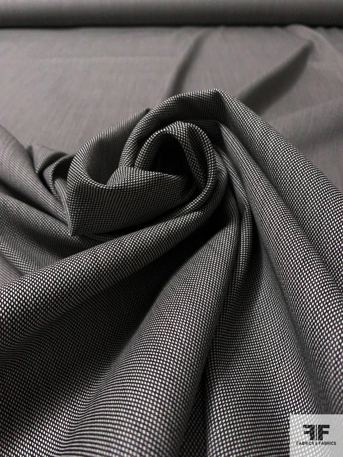 Italian Virgin Wool Blend Dobby Stretch Suiting - Black / Off-White 3 Italian Virgin Wool Blend Dobby Stretch Suiting - Black / Off-White