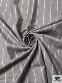 Made In England Super 120s Vertical Striped Wool Suiting - Heather Grey / Light Ivory 13 Made In England Super 120s Vertical Striped Wool Suiting - Heather Grey / Light Ivory -Fabrics And Fabrics Store 17022 1
