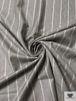 Made In England Super 120s Vertical Striped Wool Suiting - Heather Grey / Light Ivory 12 Made In England Super 120s Vertical Striped Wool Suiting - Heather Grey / Light Ivory -Fabrics And Fabrics Store 17022 2