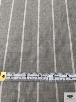 Made In England Super 120s Vertical Striped Wool Suiting - Heather Grey / Light Ivory 11 Made In England Super 120s Vertical Striped Wool Suiting - Heather Grey / Light Ivory -Fabrics And Fabrics Store 17022 6