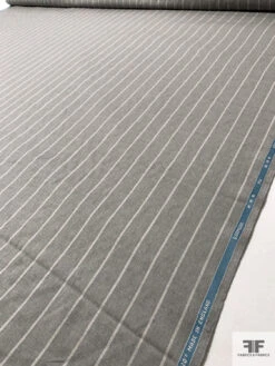 Made In England Super 120s Vertical Striped Wool Suiting - Heather Grey / Light Ivory 16 Made In England Super 120s Vertical Striped Wool Suiting - Heather Grey / Light Ivory -Fabrics And Fabrics Store 17022 7