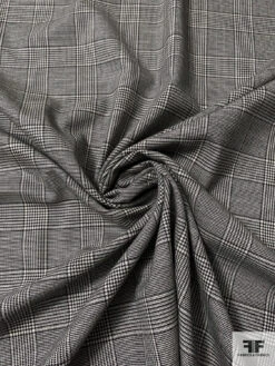 Italian Glen Plaid Wool Suiting - Black / Off-White