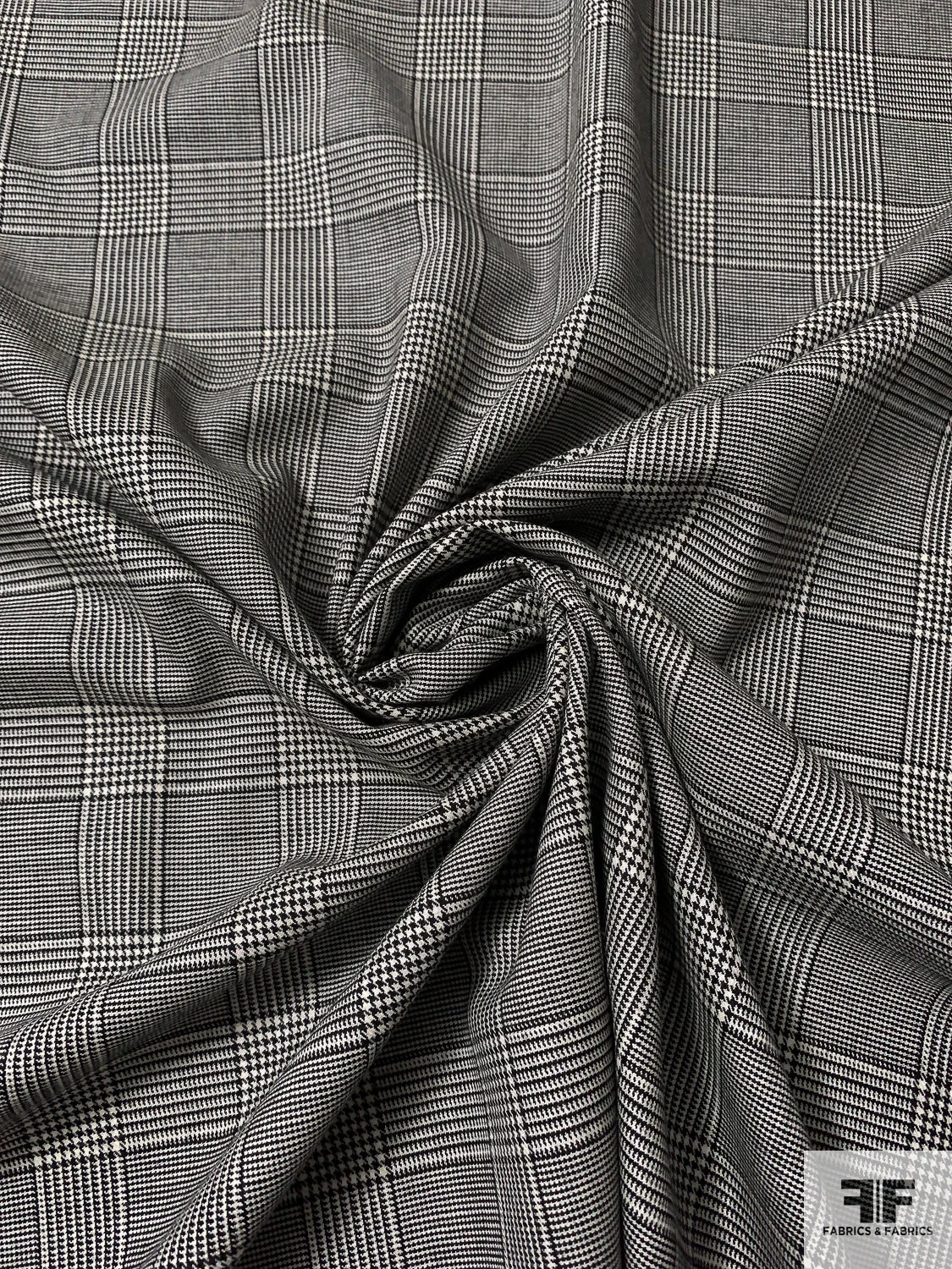 Italian Glen Plaid Wool Suiting - Black / Off-White 3 Italian Glen Plaid Wool Suiting - Black / Off-White