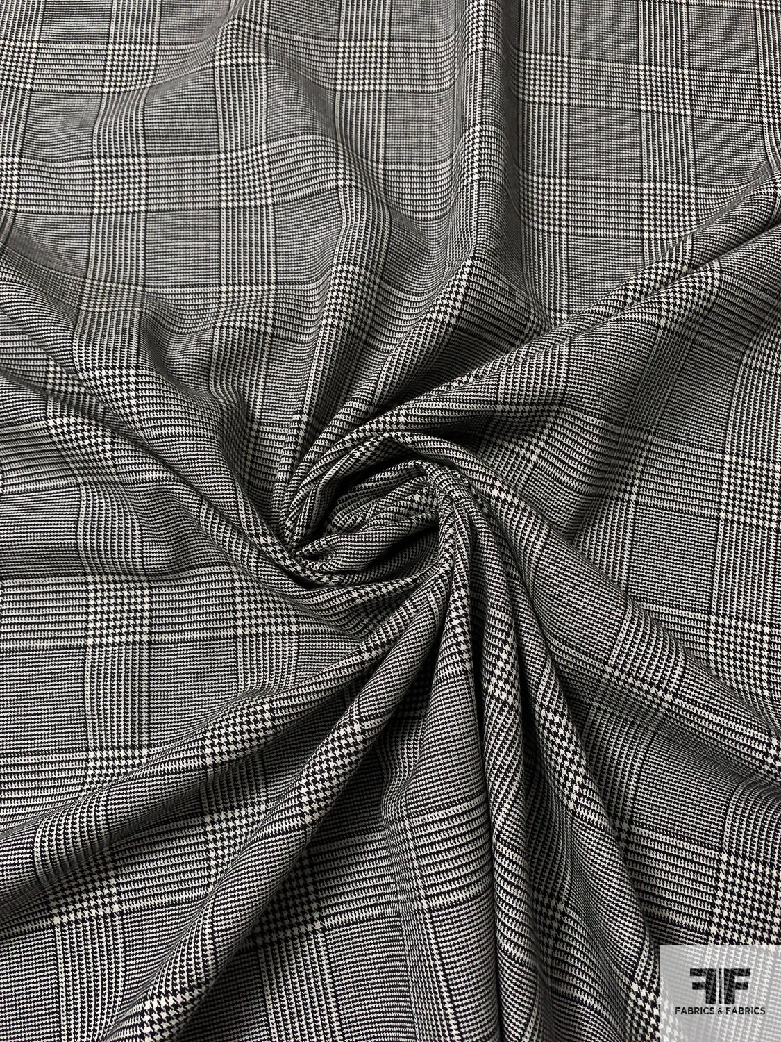 Italian Glen Plaid Wool Suiting - Black / Off-White 5 Italian Glen Plaid Wool Suiting - Black / Off-White - Image 3