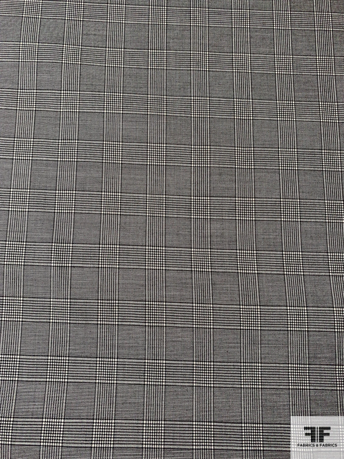 Italian Glen Plaid Wool Suiting - Black / Off-White 6 Italian Glen Plaid Wool Suiting - Black / Off-White - Image 4