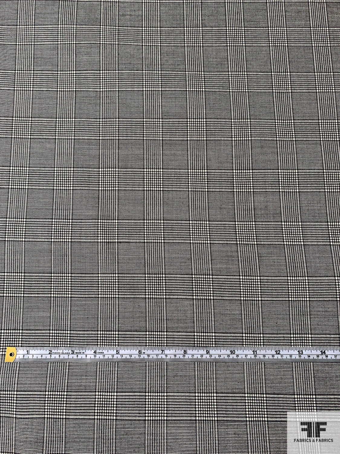 Italian Glen Plaid Wool Suiting - Black / Off-White 4 Italian Glen Plaid Wool Suiting - Black / Off-White - Image 2