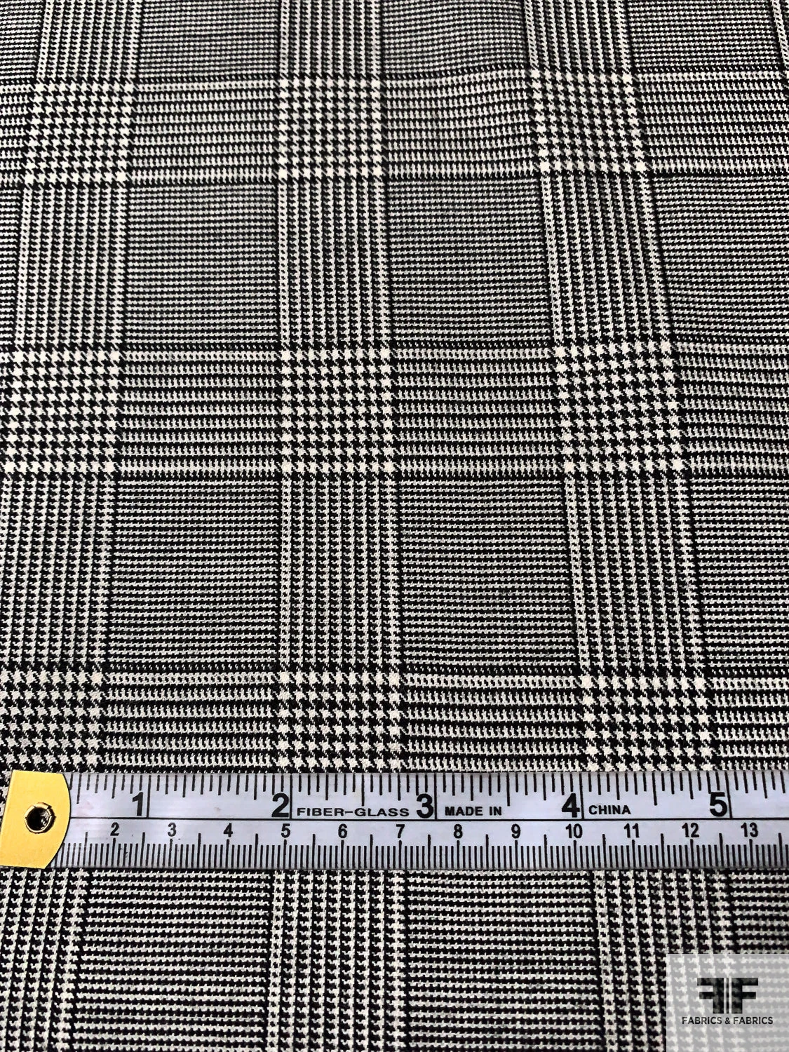Italian Glen Plaid Wool Suiting - Black / Off-White 7 Italian Glen Plaid Wool Suiting - Black / Off-White - Image 5