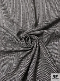 Italian Micro Houndstooth Slightly Textured Wool Suiting - Black / Off-White