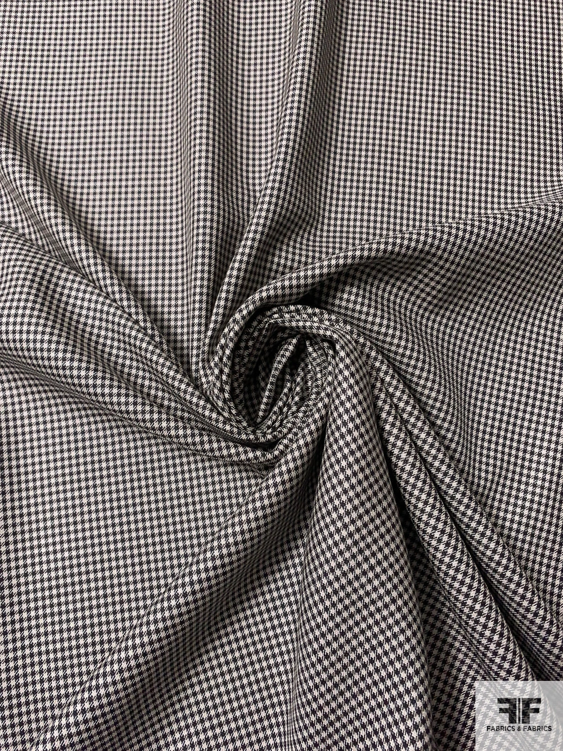 Italian Small Gingham Check Silk And Wool Suiting - Black / Champagne 6 Italian Small Gingham Check Silk And Wool Suiting - Black / Champagne - Image 4