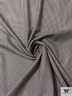 Italian Small Gingham Check Silk And Wool Suiting - Black / Champagne 12 Italian Small Gingham Check Silk And Wool Suiting - Black / Champagne -Fabrics And Fabrics Store 17025 2