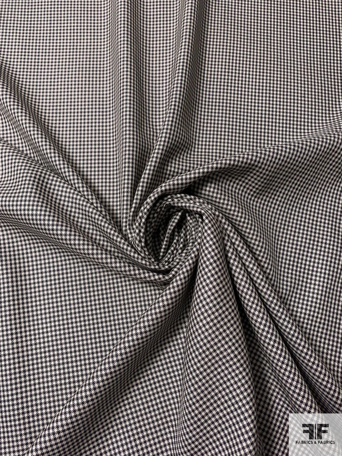 Italian Small Gingham Check Silk And Wool Suiting - Black / Champagne 5 Italian Small Gingham Check Silk And Wool Suiting - Black / Champagne - Image 3
